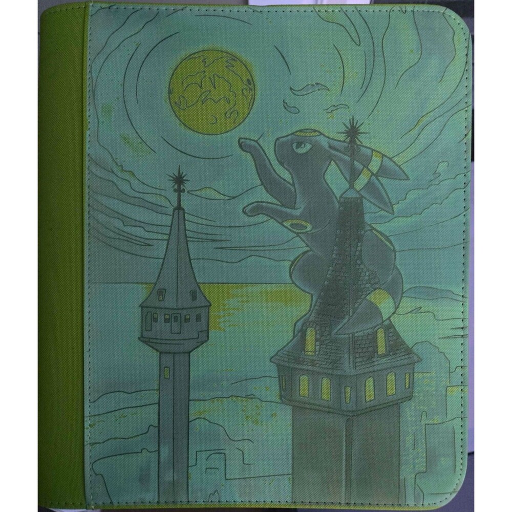 Pokemon Umbreon/Moonbreon 2x2 Green Top Loader Binder 128 Cards Ready to Ship